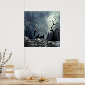 Poster Howling Wolf Silhouette (Cuisine)