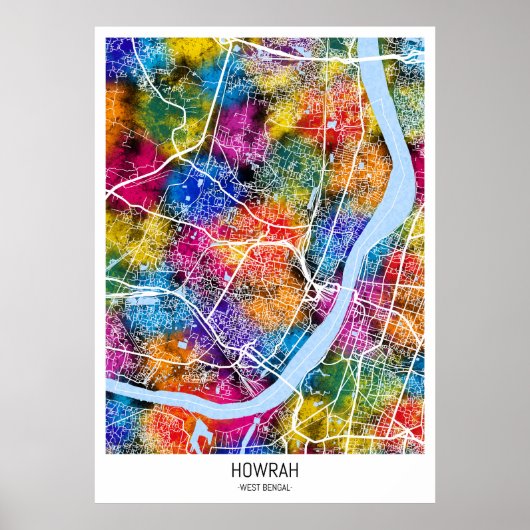 Poster Howrah West Bengale City Map (Devant)
