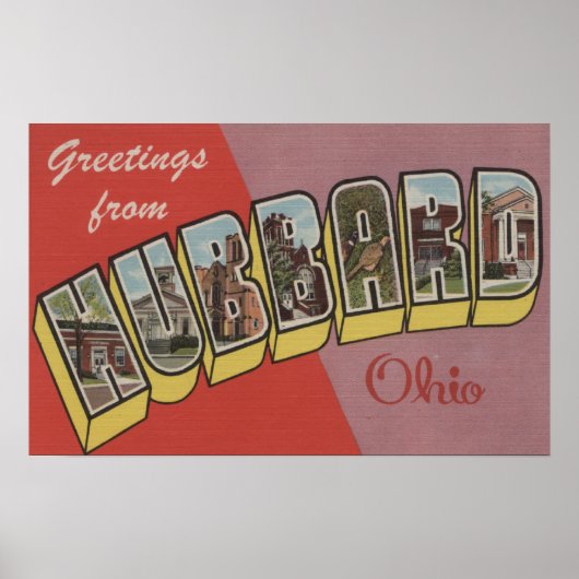 Poster Hubbard, OhioGrandes scènes de lettresHubbard, OH (Devant)