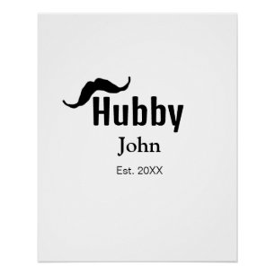 Poster Hubby mari ajouter nom date année moustache simple
