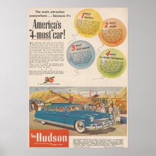 Poster Hudson Automobile Ad Circus Fair 1940
