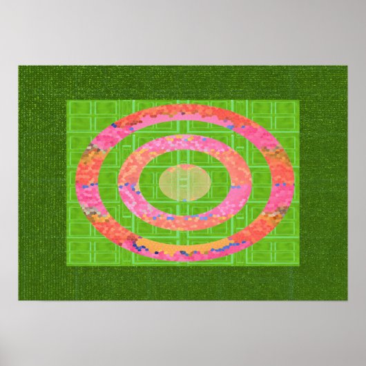 Poster HUE de vert et Chakra Oval Stainedglass rose (Devant)