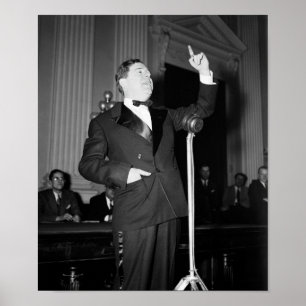 Poster Huey Long Donnant Un Discours - 1935