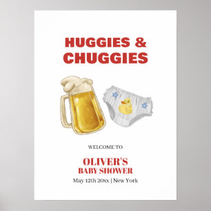 Poster Huggies Chuggies Bière Couche Bébé Bienvenue à la