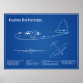 Poster Hughes H-4 Hercules Oie d'épinette - Plans d'avion (Devant)