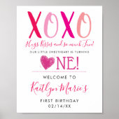 Poster Hugs & Kisses (XOXO) Valentine's Day 1st Birthday (Devant)