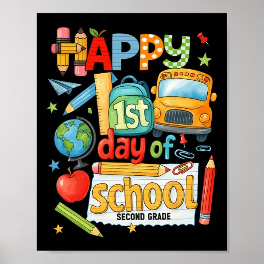 Poster Hugvyn Back To School Second Grade Teacher 2nd Gra (Devant)