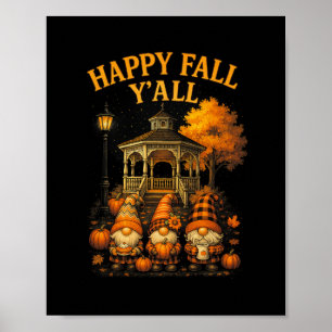 Poster Hugvyn Bonne Chute à Tous Gnome Citrouille Automne