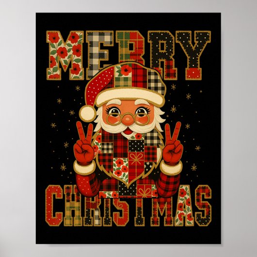 Poster Hugvyn Christmas Santa Claus Patchwork Joyeux Chri (Devant)