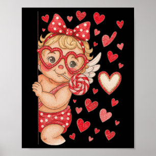 Poster Hugvyn Cupid Sucette Saint-Valentin Coquette Cœurs
