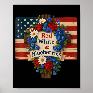 Poster Hugvyn Dieu bénisse les bleuets Floral America Pat
