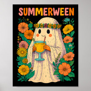 Poster Hugvyn Halloween Summerween Retro Ghost Beach Spoo