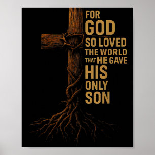 Poster Hugvyn Jésus Dieu Aima Tant Le Monde Croix Jean 3_