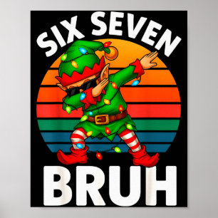 Poster Hugvyn Six Seven 6 7 Mème Elfe Dabbing Joyeux Noël