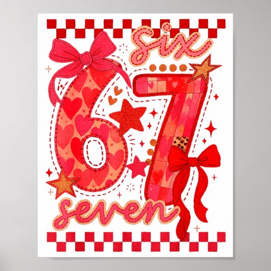 Poster Hugvyn Six Seven Valentine 6 7 Meme Checkered Coqu (Devant)