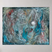 Poster huile abstraite bleue sur lin par Toby Mikle 2015 (Devant)