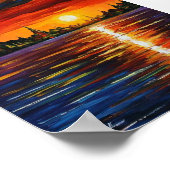 Poster Huile Abstraite cool Peinture d'un coucher de sole (Coin)