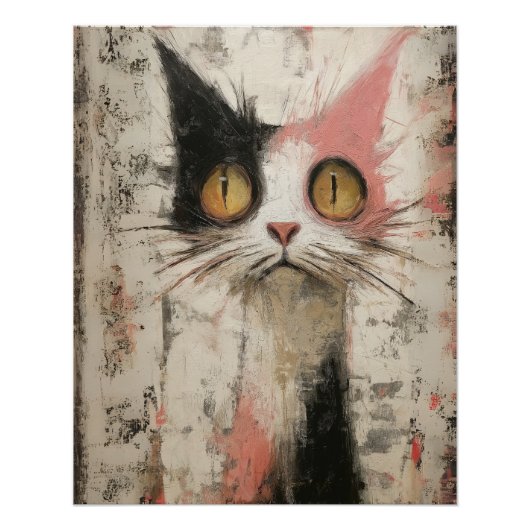 Poster Huile de Fraidy Cat Spooked Expressionist Art (Devant)