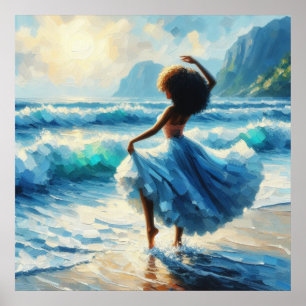 Poster Huile de peinture divine de beauté de déesse de lo