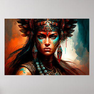 Poster Huile de Portrait de New World Warrior Princess Po