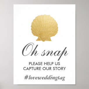 Poster Huile d'or Seashell Faux Panneau Mariage Ocean I