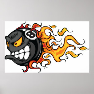 Poster Huit boules flamboyantes