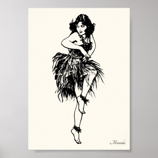 Poster Hula Pin-Up Art pour l'impression adaptée à l'enca (Devant)