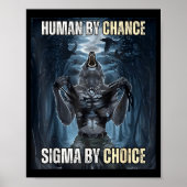 Poster Human By Chance Sigma By Choice Cool Funny Wolf Me (Devant)