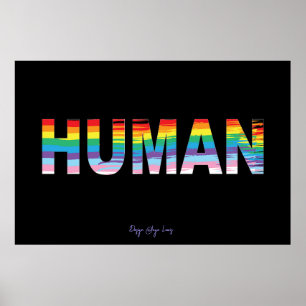 Poster HUMAN LGBTQIA Rainbow Drapeau, lettre de fierté Co