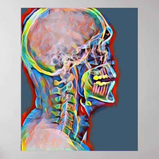 Poster Human Skeleton Skull xray Abstract Art (Devant)