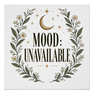 Poster Humeur indisponible Croissant de lune botanique cé