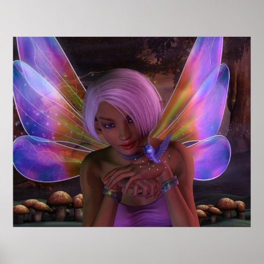 Poster Hummingbird Guardian Fairy Imaginaire Art (Devant)