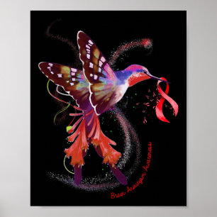 Poster Hummingbird Hold Burgundy Ribbon Cerveau Aneurysme