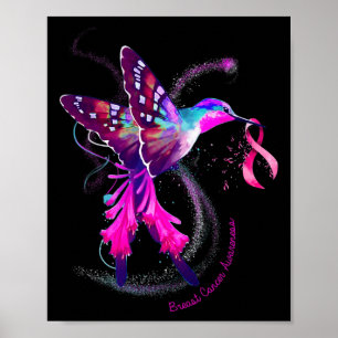 Poster Hummingbird Hold Pink Ribbon Cancer de la poitrine