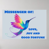 Poster Hummingbird Love, Joy & Good Fortune | (Devant)