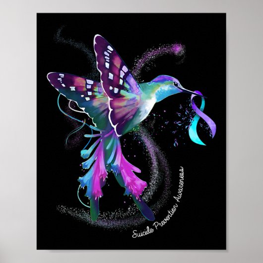 Poster Hummingbird Purple Ribbon Prévention du suicide (Devant)