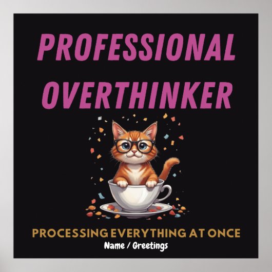 Poster Humoriste Chat Relatable Surpenseur Professionnel (Devant)
