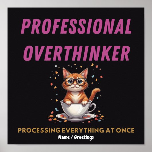 Poster Humoriste Chat Relatable Surpenseur Professionnel  (Devant)