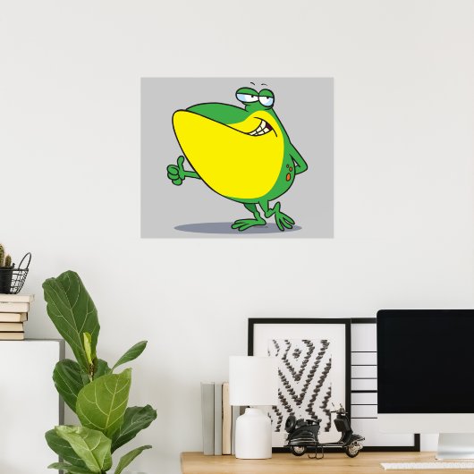 Poster humoriste pouce en haut grenouille caricature (Bureau à domicile)