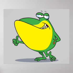 Poster humoriste pouce en haut grenouille caricature