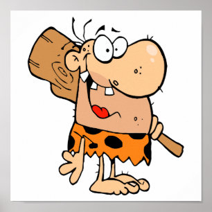 Poster humoristique caveman avec club