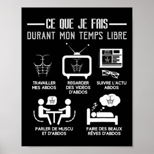 Poster Humour Abs Bodybuilding Temps libre Travail 6 pack