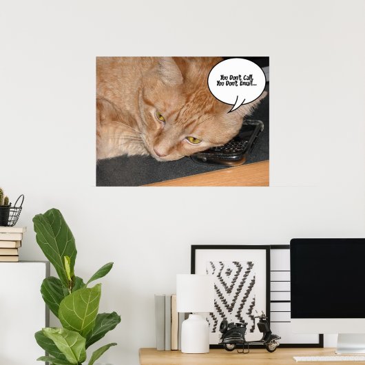 Poster Humour de chat Tabby Orange (Bureau à domicile)