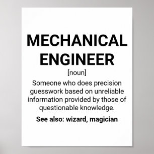 Poster Humour de définition du mécanicien