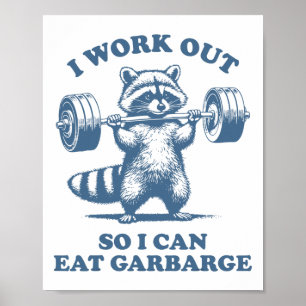 Poster Humour de gym de raton laveur drôle Je fais du spo