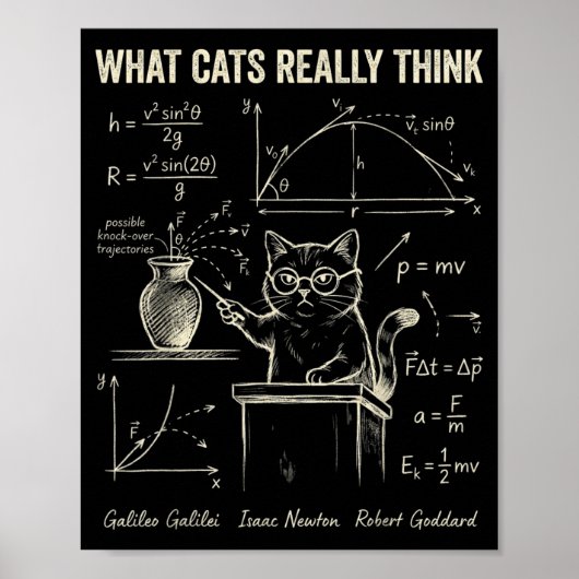 Poster Humour de physique de chat drôle Ce que les chats (Devant)