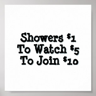 Poster Humour de salle de bain drôle sous la douche