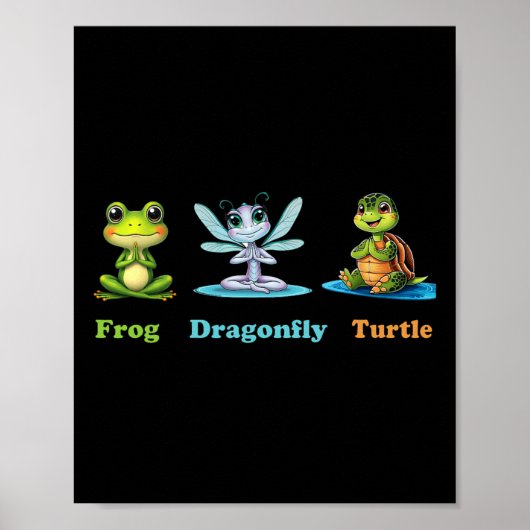Poster Humour politique subtil Grenouille libellule Yoga (Devant)