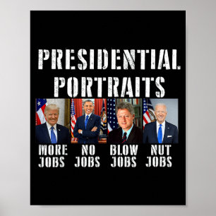 Poster Humour Traits présidentiels Trump Obama Biden Clin