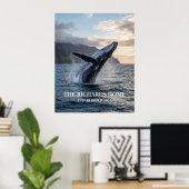 Poster Humpback Whale Breaching at Sunset (Bureau à domicile)